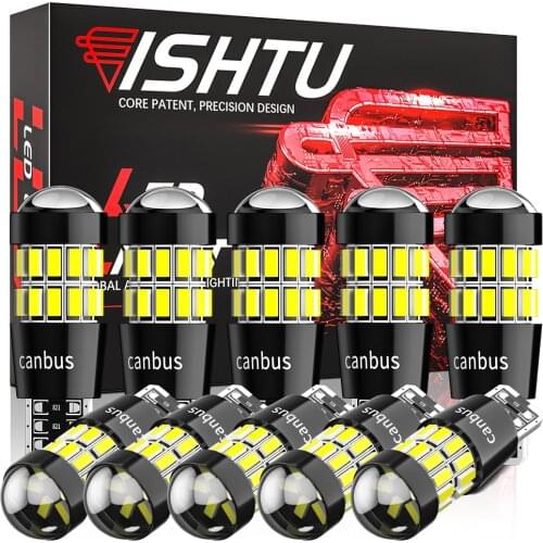 ISHTU 10PCS W5W T10 LED Bulbs for BMW Audi Mercedes 30SMD 12V Canbus 194 WY5W Car License Plate Clearance Light Auto Signal Lamp