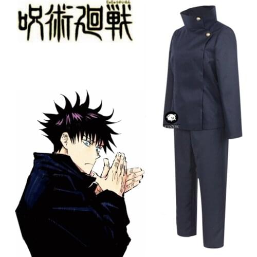 Anime Jujutsu Kaisen Fushiguro Megumi Cosplay Costume Adult Men Outfits Navy Blue Stickup Coat Top Pants Sportwear Halloween