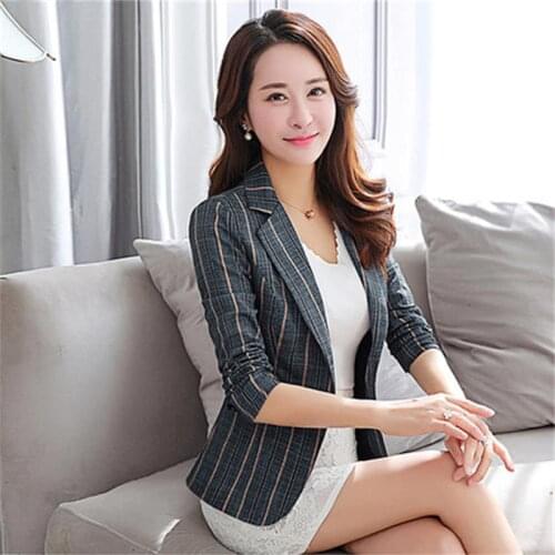 Dark striped dark suit small suit female jacket Slim 2018 spring and autumn new female long-sleeved casual short suit