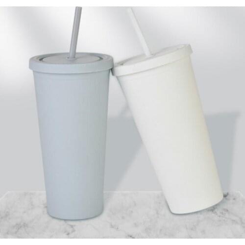 Coffee Cup Straw Mug With Lid Cup Colorful Coffee Mugs Juice Straw Mug Simple Cute Plastic Outdoor Portable Mugs Coffee Cups