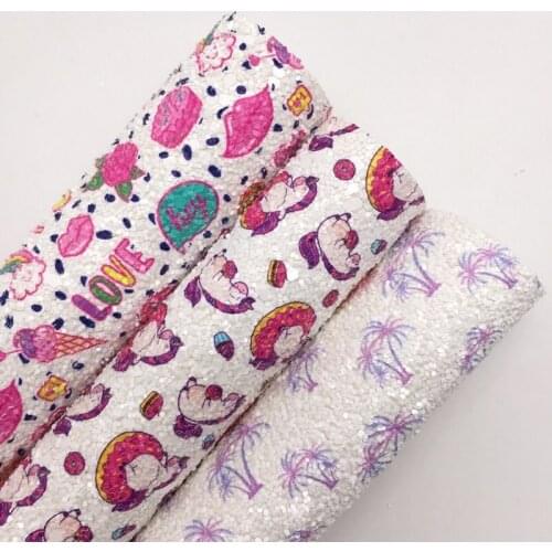 LEOsyntheticoDIY Rainbow Unicorn Chunky Glitter Vinyl Fabric Sheet Felt Backing Synthetic Leather Faux Vinil DIY A4 SIZE R143A