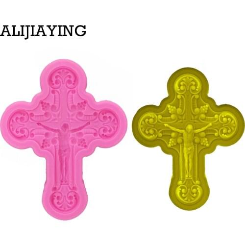 M1042 3D Gothic Cross Jesus Silicone Fondant Mould Cake Decorating Chocolate Baking Mold Decorative Tools