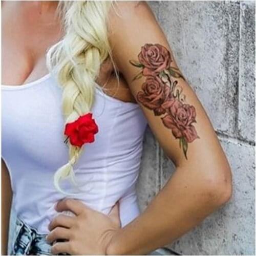 Fashion Sexy Women Girl Temporary Waterproof Tattoo Colorful Flower Arm Pattern Full Flower Arm Body Art Tattoo Sticker
