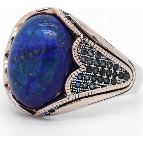 Vintage Mens Ring with Agate Stone 925 Sterling Silver Evil Eye Natural Gemstone Ring Gorgeous Jewelry for Women Christmas Gift