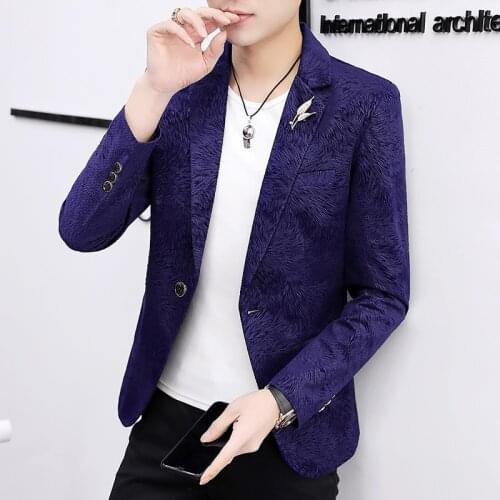 2021 Mens New Autumn Jacquard Suit Youth Slim Fashion Leisure men blazer