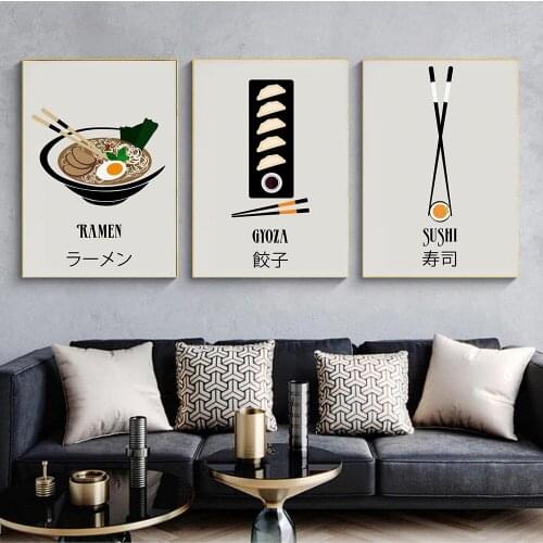 Nordic Retro Wall Art Print Japanese Food Restaurant Canvas Painting Soba Noodles Poster Sushi Ramen Pictures For Kitchen Decor