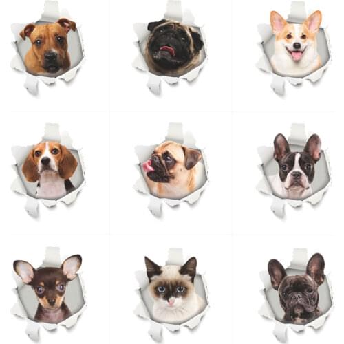 3D View Dogs Cats Hole Wall Stickers Toilet Bathroom Decorations PVC Home Kitchen Room Decor Wall Refrigerator Mural Art Decals