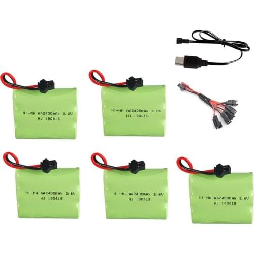 Ni-MH 3.6V 2400mah Battery + 3.6v Charger For Rc toy Car Gun Tank Train Robot AA 3.6v Rechargeable Battery Pack For rc boat