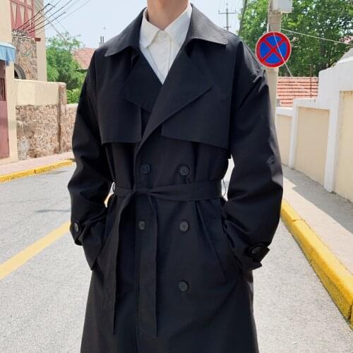 New Korean Style Trench Coat Mens Fashion Casual Oversize Long Coat Men Streetwear Loose Windbreaker Jacket Mens Overcoat S-5XL