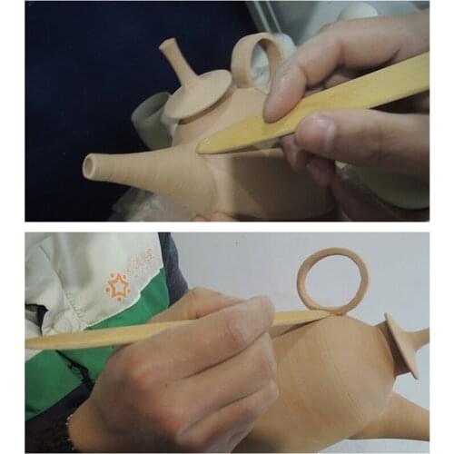 Flat Bamboo Round Head Clay Sculpture Tools Potterry Carved Flower Crafts Ceramic Printing Mud Polymer Sculpturin Modelling Tool