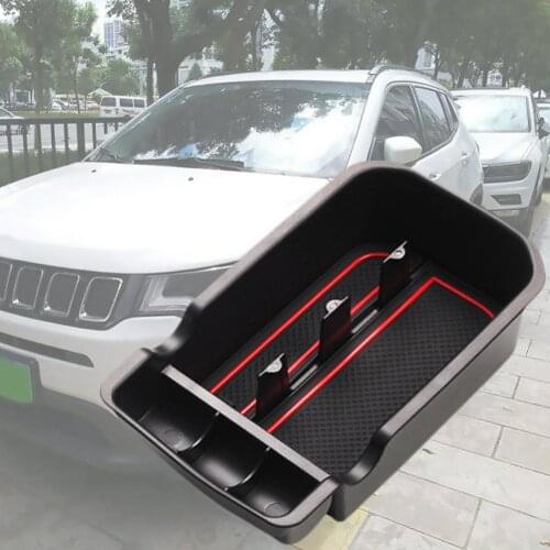 For 2017-2019 Jeep Renegade Storage Car Center Console Armrest Secondary Storage Box With Non-slip Mat Car Interior Accessories