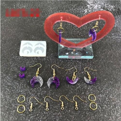 Transparent Silicone Mould Dried Flower Resin Decorative Craft DIY Moon earrings Mold Epoxy Resin Molds For Jewelry