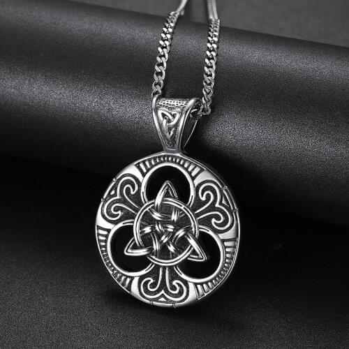 Dropshipping Religious cross shield mens 316L stainless steel cross knot spiritual jewelry necklace for biker men
