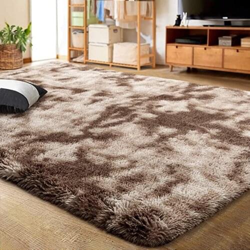Living Room Bedroom Rectangular Solid Color Tie-Dye Thickening Non-Slip Soft Plush Area Carpet Velvet Cushion Floor Decoration