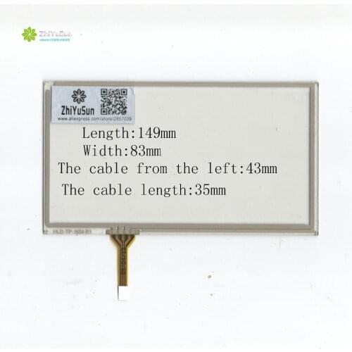 ZhiYuSun HLD-TP-1654 6inch NEW 149mm*83mm touch screen panel 149*83 TOUCH glass sensor for DVD car