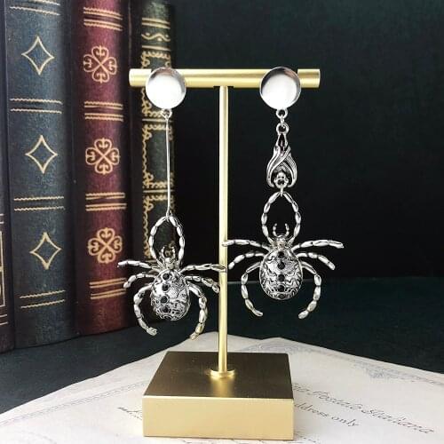 Dark Gothic Punk Ancient Silver Color Wolf Spider Nightclub Masquerade Earrings Ear Stud Dangle Earrings Unisex Jewelry