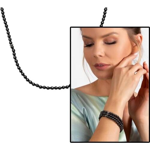 Tesbihane Both Bracelet-Both Necklace-Both Rosary 99lu Hematite Natural Stone Jewelry