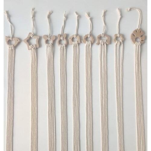 INS Nordic Wooden Baby Hair Clips Holder Cotton Rope Kids Girls Hairpin Storage Belt Photo Organizer Strip Wall Hanging Ornament