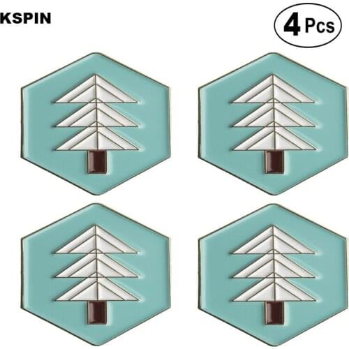 Tree Lapel Pin Badge Brooch Icons 4pcs