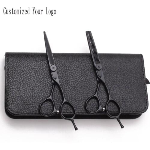 1Pair 6" 17.5cm 440C Customized Logo Professional Hairdressing Scissors Cutting Shears Thinning Scissors Hair Scissors Kit C9015