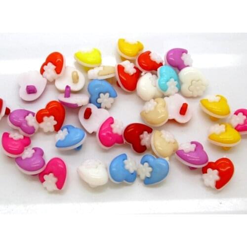 100Pcs Mixed Heart Flower Acrylic Sewing Buttons For Kids Clothes Scrapbooking Decorative Botones Handicraft DIY Accessories