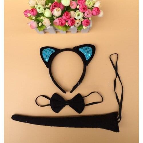 1sat =3pcs Children Halloween Childrens Day Dress Up Animal Cat ears Headband Fancy Dress Costume Hen Party Devil Set Headwear