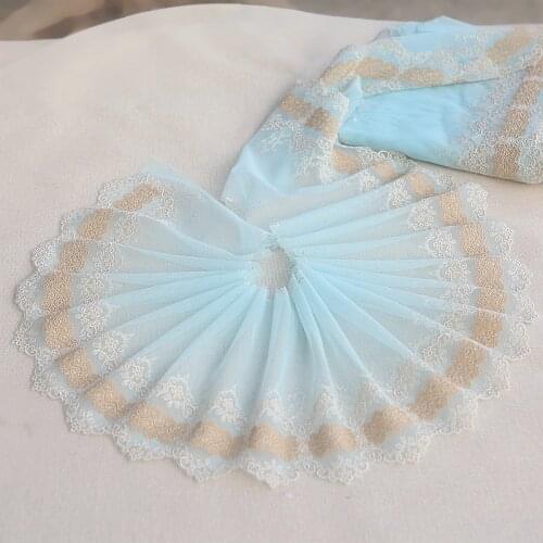2 Yards Blue Delicate Lace Trim High Quality Lace Fabric DIY Crafts Wedding Clothing Lace Ribbon Clothes Accessories