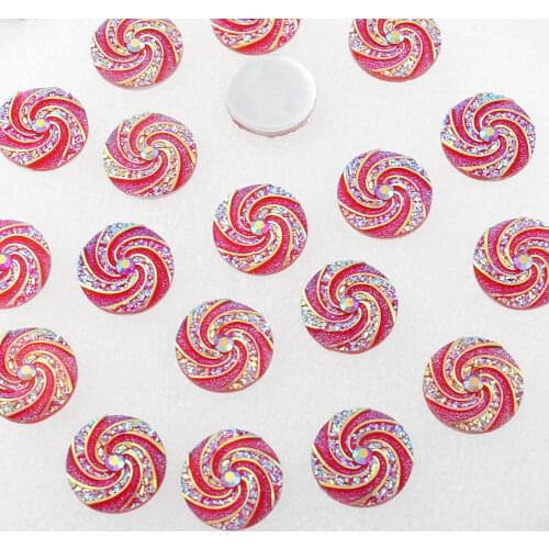BOLIAO 20Pcs 18mm (0.71In) Round Whirlwind Rhinestones AB Color Flatback Red Resin For DIY Clothes Home Decor Crafts DIY