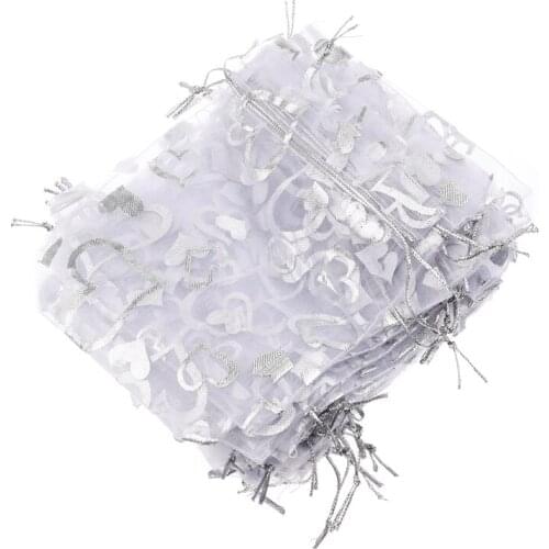 25X Silver Organza Wedding Favor Gift Bag Pouch 12x10cm