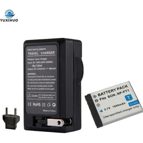 3.7V 1000mAh NP-FT1 NPFT1 Camera Battery + AC Charger For SONY DSC-M1 DSC-M2 DSC-T10 DSC-L1 DSC-T1 DSC-T3 DSC-T5 DSCT10 DSCL1