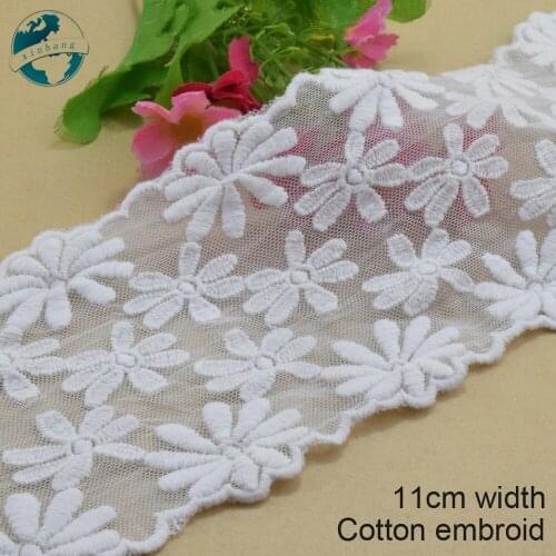 3yard 11cm width Cotton embroid lace sewing ribbon guipure trim or fabric diy craft supply wedding Accessories wedding lace#3158