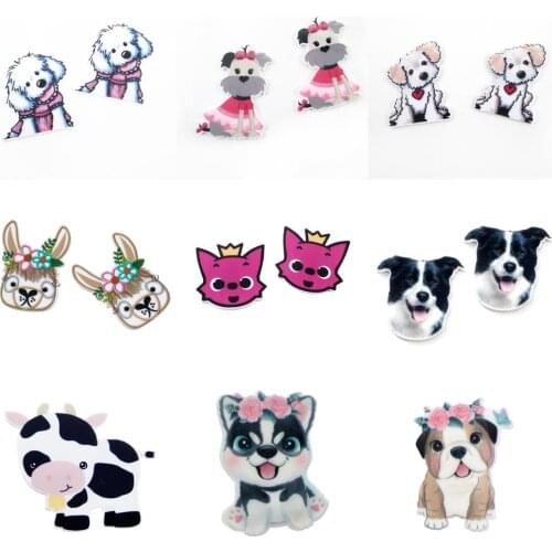 Cartoon Animal Puppy Fox Bird Acrylic Flatback Planar Resins DIY For Bow-knot Gift Phone Case Decoratio Craft Homework ,5Yc18708