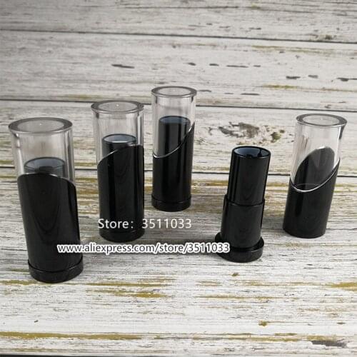 12.1mm Black Transparent Plastic Cosmetic Lipstick Tube Empty Round Vacant Lip Rouge Container Clear Makeup Lip Balm Tube 50pcs