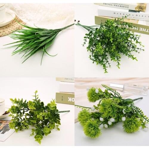 7 Fork water grass Eucalyptus Plastic Artificial Plants Green Grass plastic flower Plant Wedding Home Decoration Table Decors