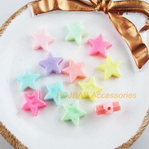 70Pcs Mixed Colors Star Smooth Flat Spacer Beads Charms 14mm