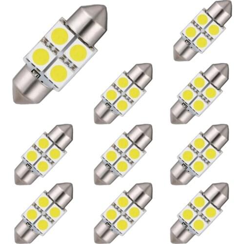 AGLINT 10PCS LED Festoon C5W 31mm LED 5050 Chips 4 SMD Interior Lighting Universal for Doom Reading Map Door Bulb White 12V DC