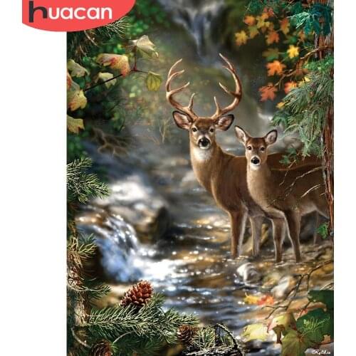 HUACAN 5d Diamond Painting New Arrivals Deer Home Decor Embroidery Natural Forest Animal Mosaic Home Decoration Crystal Gift
