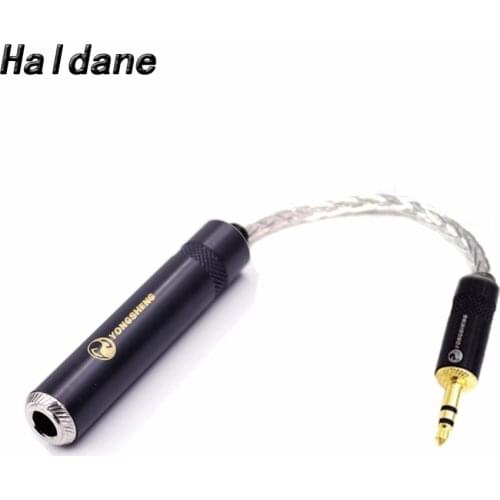 Free Shipping Haldane 10cm 3.5mm Stereo Male to 6.35mm Female 7N OCC Silver plated Audio Adpter Cable Cord
