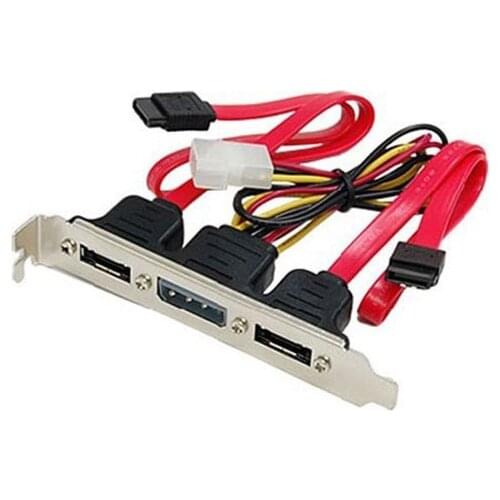 Dual SATA to 2 Ports eSATA + 4 Pin IDE Power PCI Bracket Slot Cable