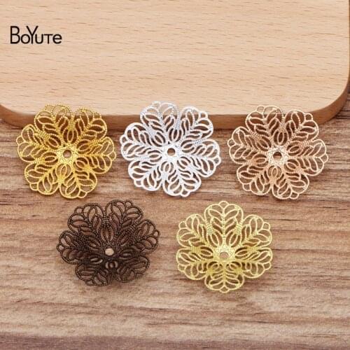 BoYuTe (50 Pieces/Lot) 26MM Metal Brass Flower Filigree Findings Diy Hand Made Jewelry Accessories Wholesale