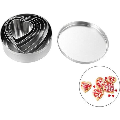 430 Stainless Steel Love Heart 6-piece Cake Mold Cookie Cutter Baking Tool Set Creative Baking Utensil