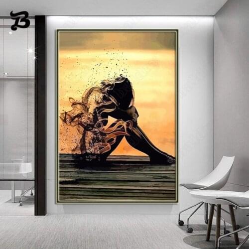 Canvas Painting for Living Room Modern Abstract Girl On Canvas Wall Art Pictures Home Decoration Body Turned Into Dust Artwork