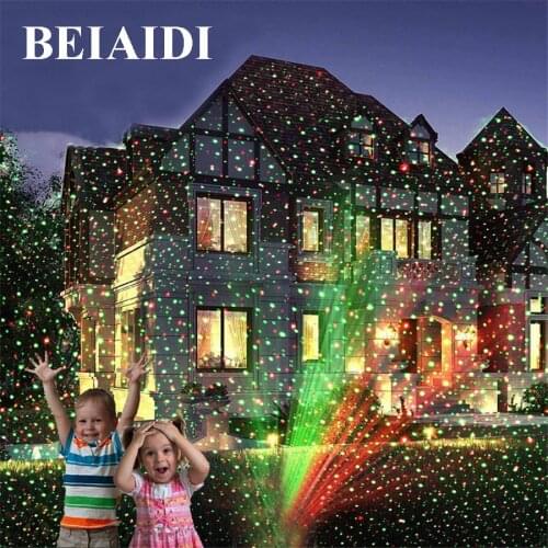 BEIAIDI Outdoor R&G Laser Projector Lamp Full Sky Star Christmas Laser Show Landscape Xmas Garden Party Disco DJ LED Stage Light