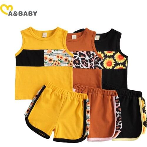 Ma&Baby 1-5Y Summer Casual Toddler Kid Girl Clothes Set Flower Leopard Vest Top Shorts Outfits Costumes tracksuit