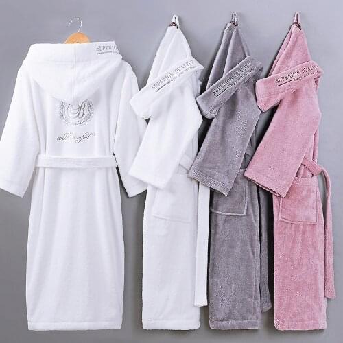 Terry Robe Cotton Bathrobe Lovers Robes Men Bathtowel Women Solid Towel Long Robe Sleepwear Plus Size XL