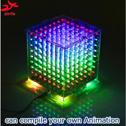 Zirrfa high quality 3D mini light cubeed diy kit/set production modules 8x8x8 gift learning kit led diy electronic