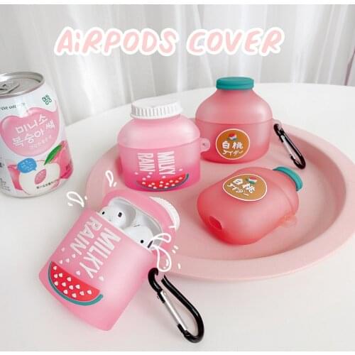 Teyomi 3D Soda Soft Silicone Earphone Case for Airpods 1/2 3 Pro White Peach Headphones Case Protective Cover Airpod Pro Case