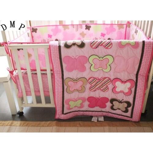 4pcs embroidered Baby bedding kit crib bedding bed around lit enfant set ,include(bumper+duvet+bed cover+bed skirt)