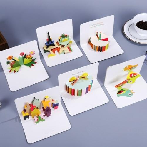 Creative 3d Pop-up Greeting Card Happy Birthday Card Thanks Card Message Card 8 pcs/set