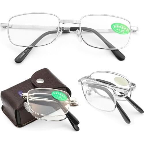 1PC Unisex Folding Reading Glasses With Box Portable Ultra-light Rimless Magnetic Eyeglasses Vision Care +1.0~4.0 Diopter